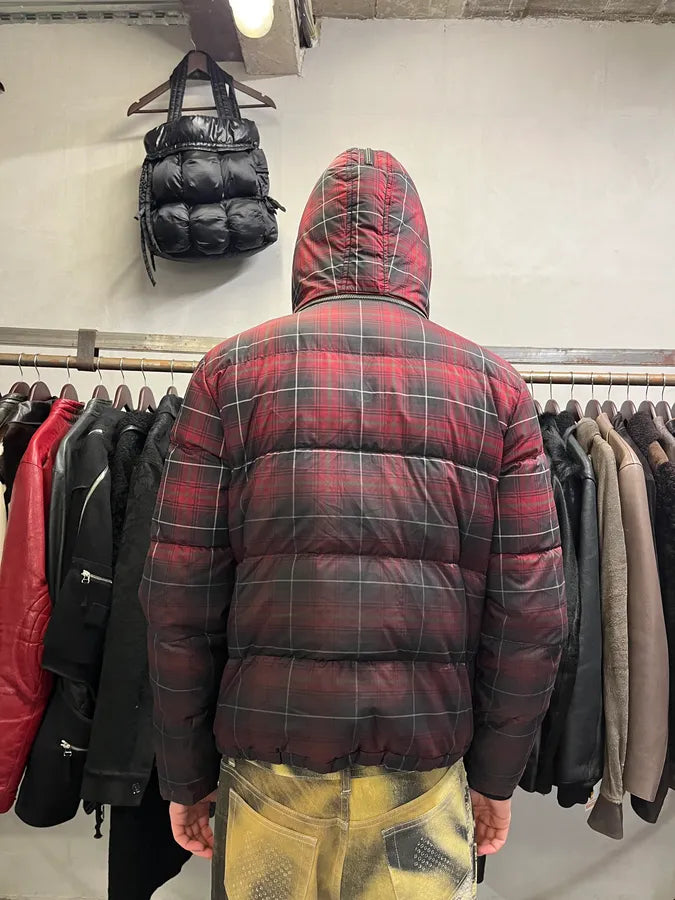 2000s Galliano Checkered Red & Dark Puffer Jacket (M) GPasDZW 3