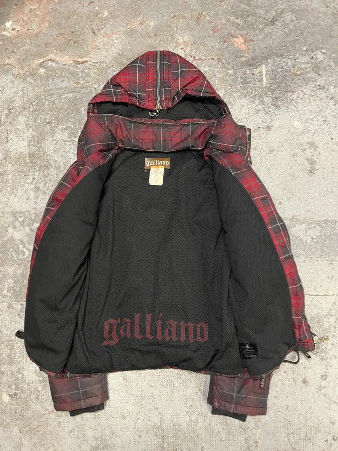 2000s Galliano Checkered Red & Dark Puffer Jacket (M) GPasDZW 6