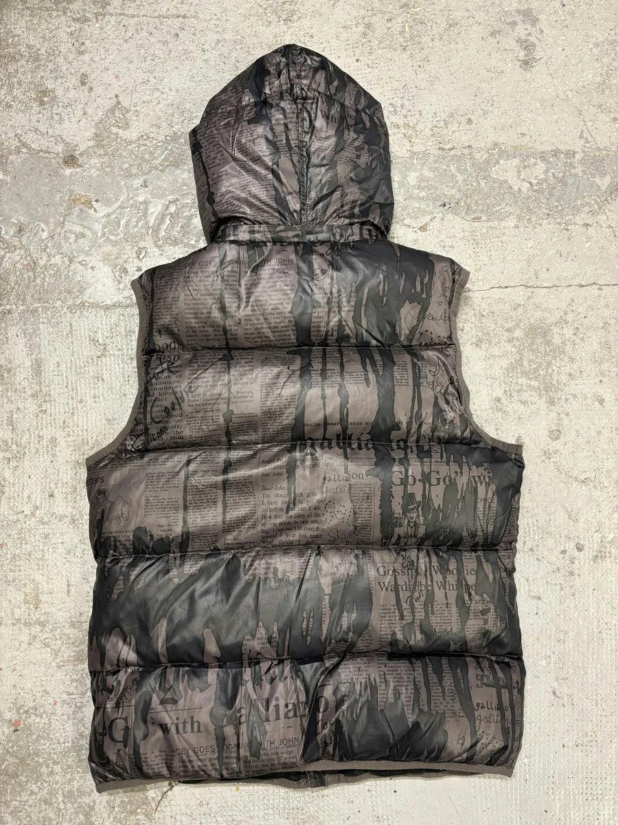 2000s Galliano Dark Brown Magazine Puffer Sleeveless Jacket YyuETUC 3