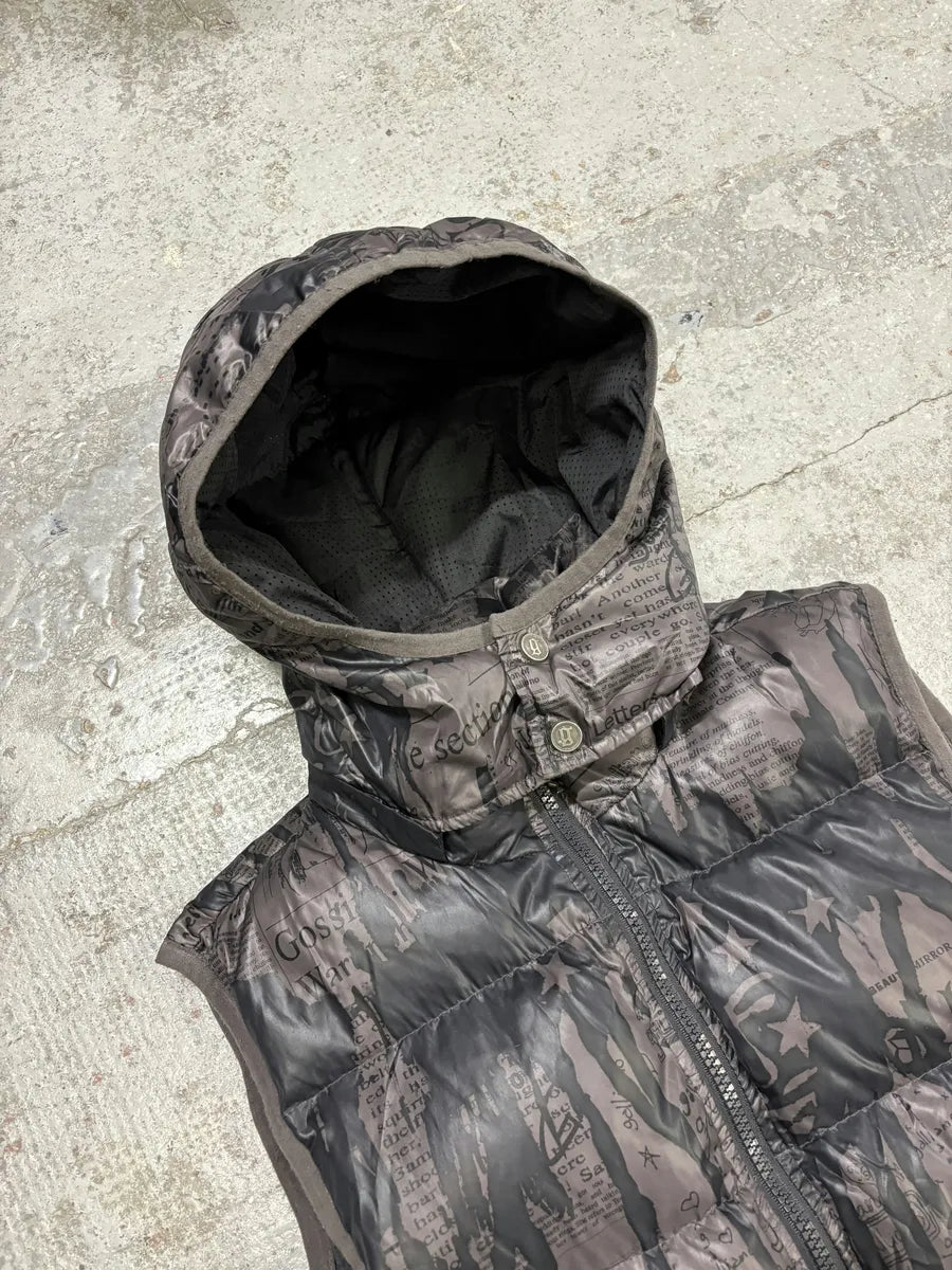 2000s Galliano Dark Brown Magazine Puffer Sleeveless Jacket YyuETUC 5