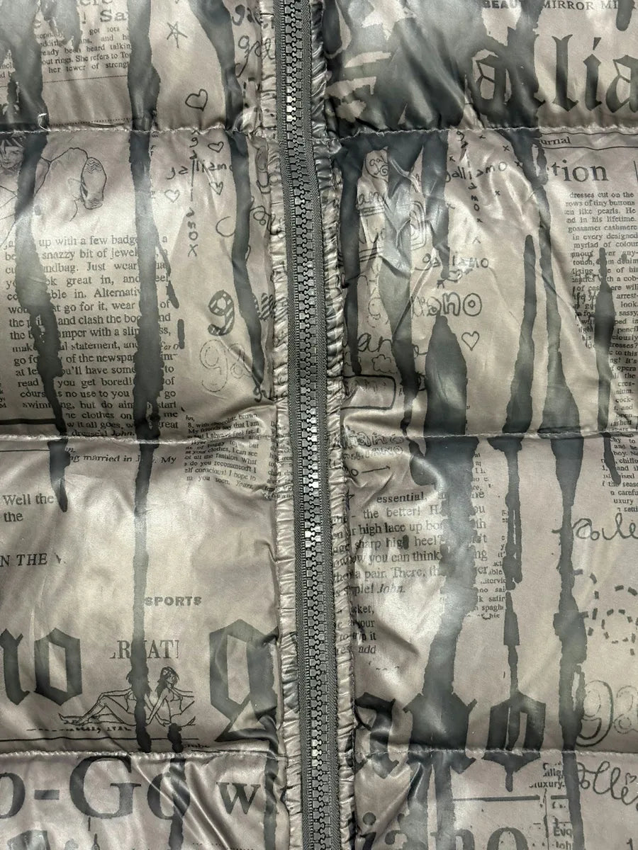 2000s Galliano Dark Brown Magazine Puffer Sleeveless Jacket YyuETUC 7