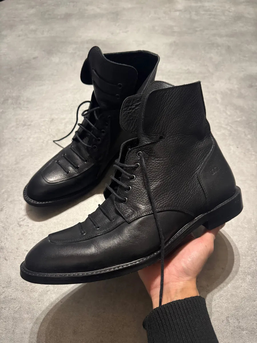 2000s Galliano Leather Paralle Black Boots VmCjGkB 0