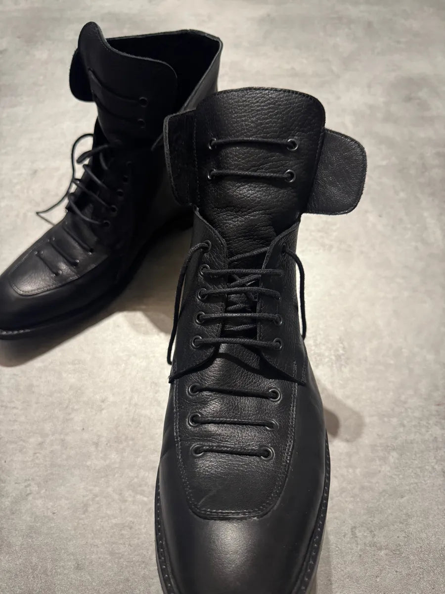 2000s Galliano Leather Paralle Black Boots VmCjGkB 2