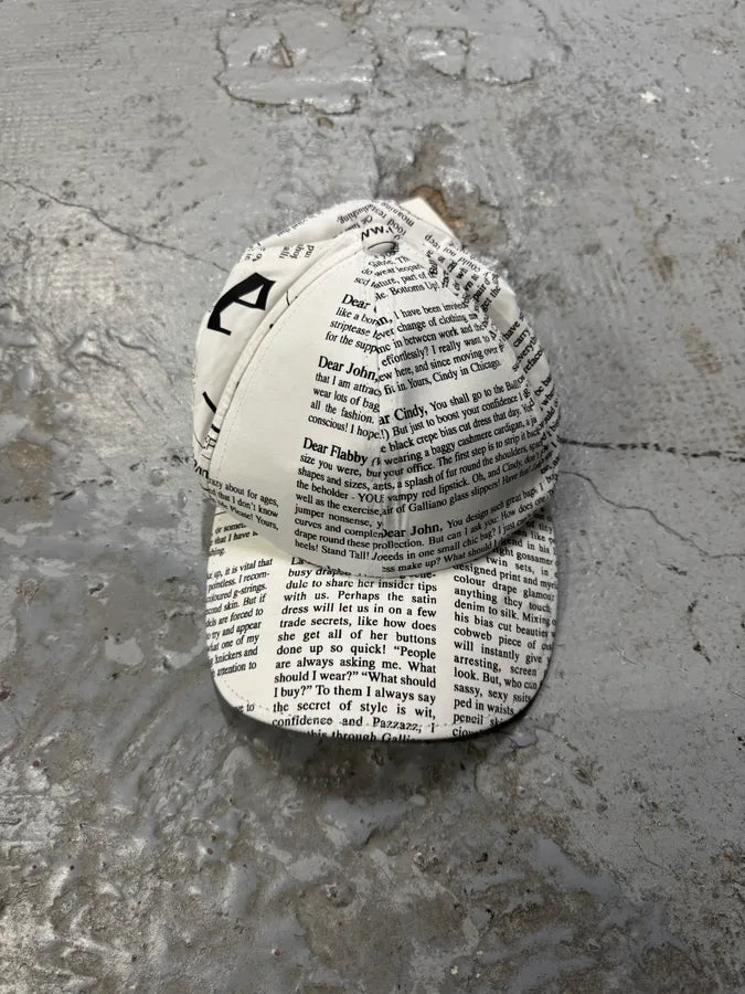 2000s Galliano Newspaper White Cap obKKlUp 1