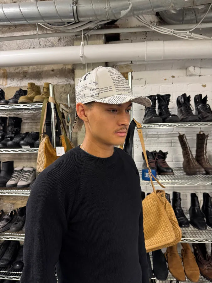 2000s Galliano Newspaper White Cap obKKlUp 2