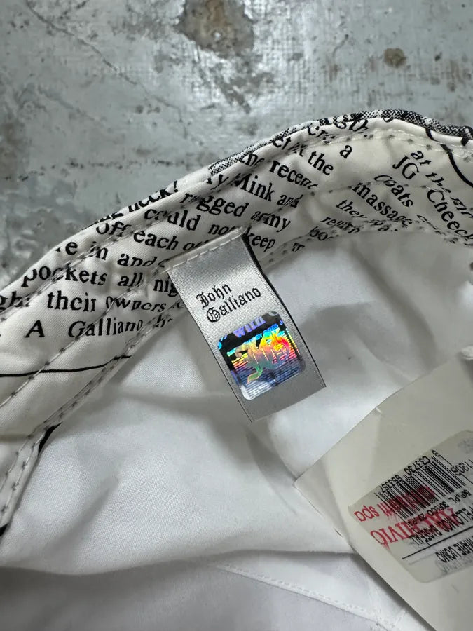 2000s Galliano Newspaper White Cap obKKlUp 4