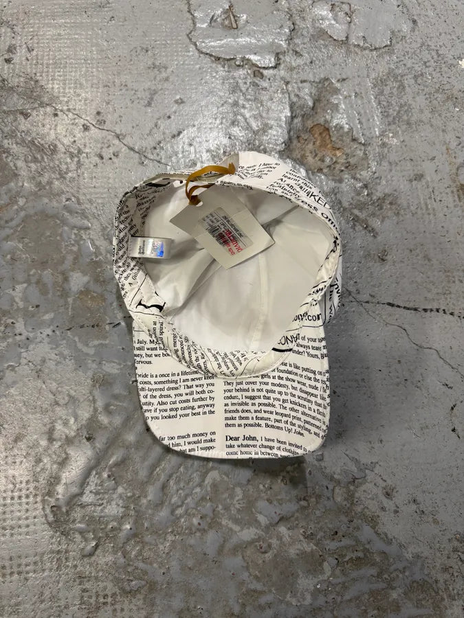 2000s Galliano Newspaper White Cap obKKlUp 5