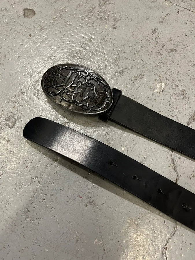 2000s Galliano Wire Buckle Black Leather Belt CjebmMW 3