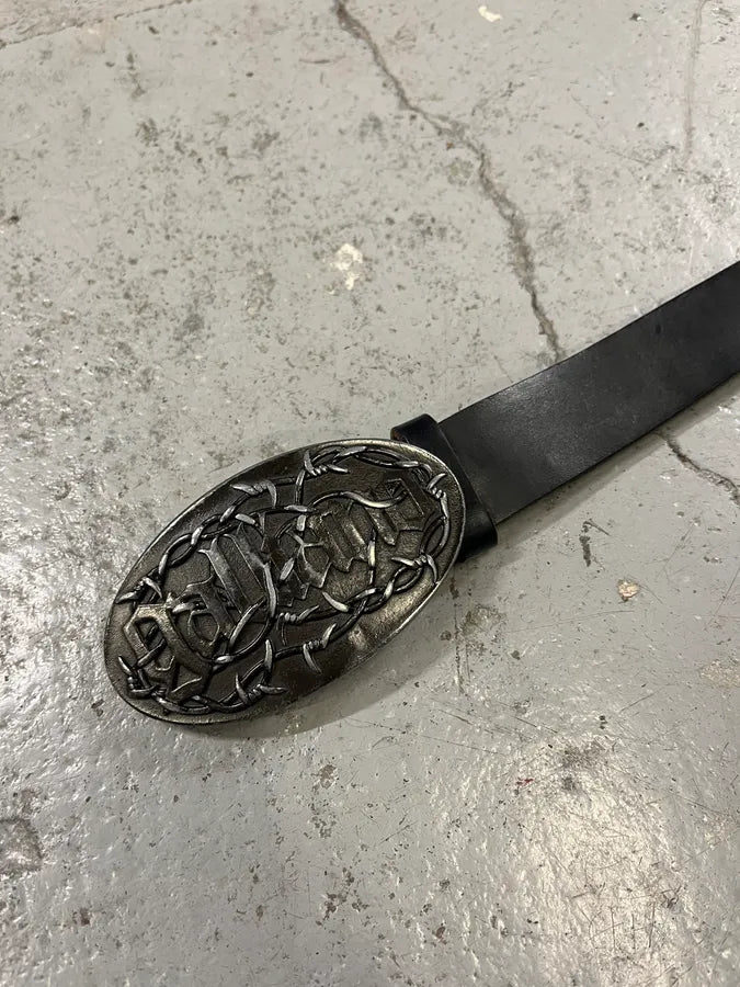 2000s Galliano Wire Buckle Black Leather Belt CjebmMW 5