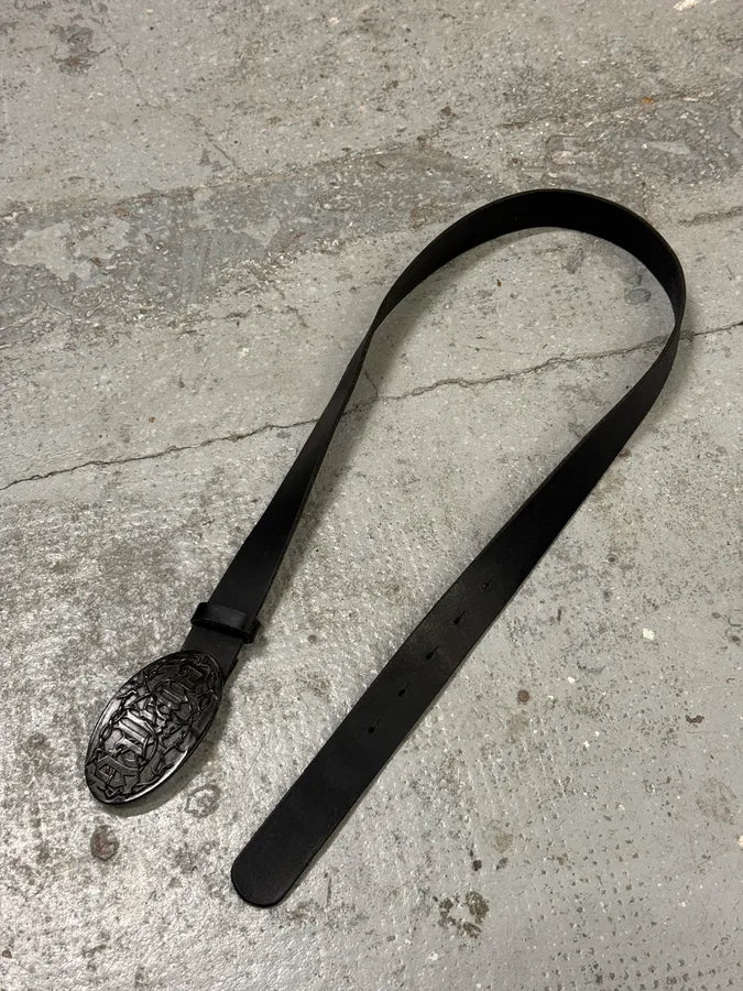 2000s Galliano Wire Buckle Black Leather Belt lABWaGE 2