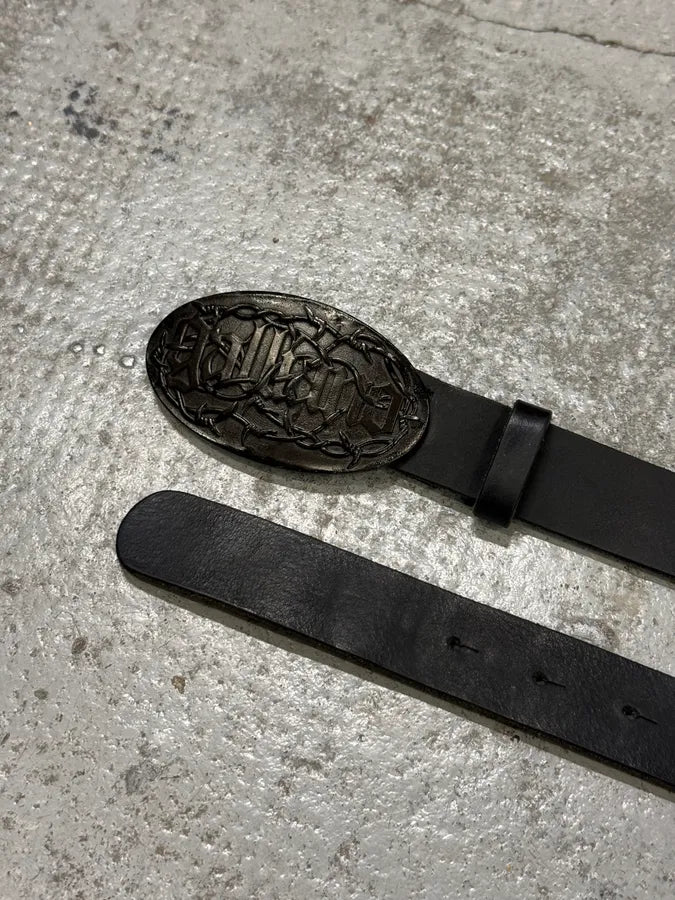 2000s Galliano Wire Buckle Black Leather Belt lABWaGE 3