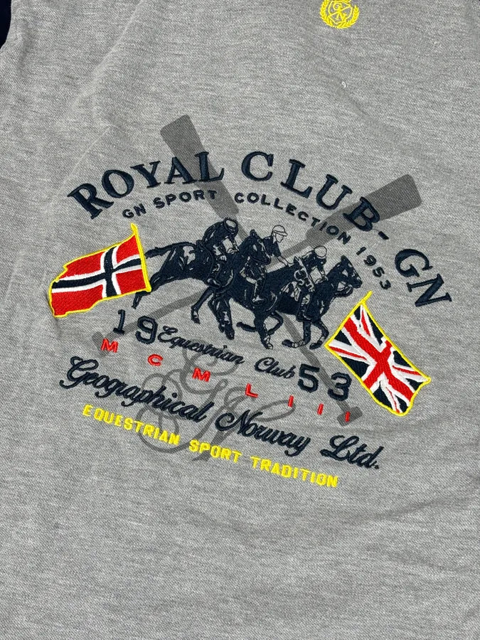 2000s Geographical Norway Grey Embroidered UK Flag Polo FdNuzCf 8