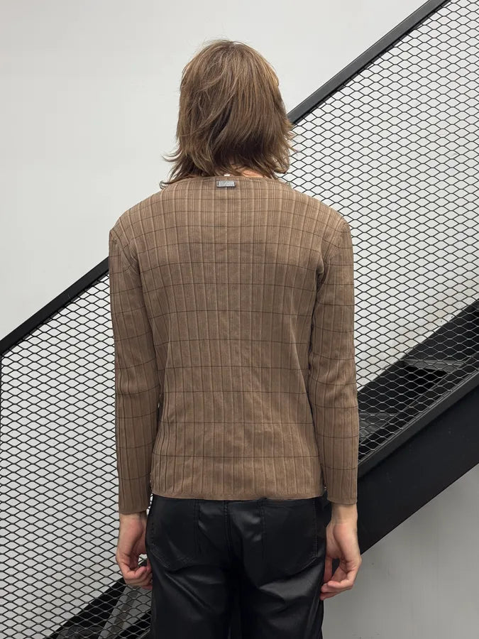 2000s Gianfranco Ferré Beige Brown Stretch Ribbed Sweater RYmUBOL 3