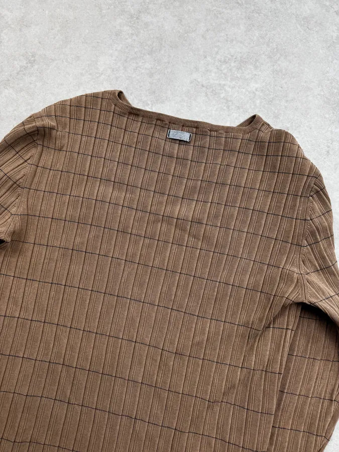 2000s Gianfranco Ferré Beige Brown Stretch Ribbed Sweater RYmUBOL 5