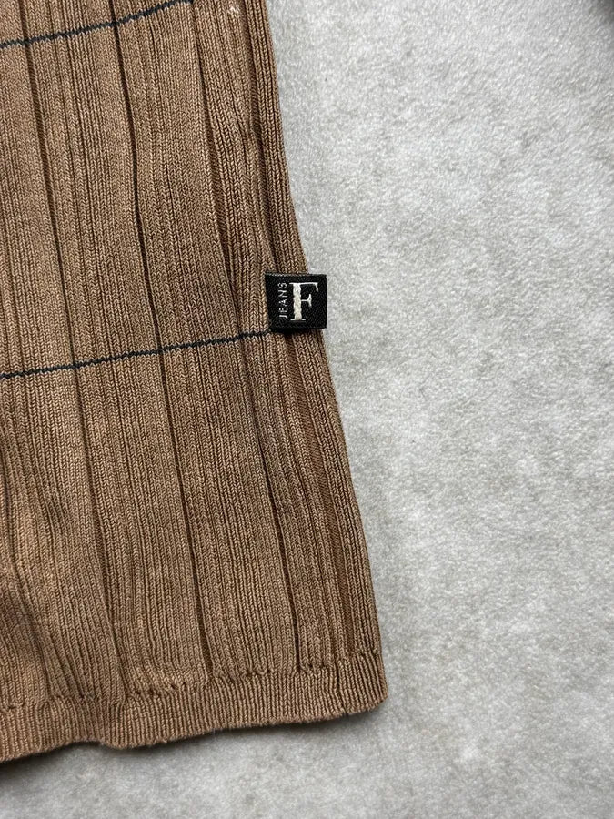 2000s Gianfranco Ferré Beige Brown Stretch Ribbed Sweater RYmUBOL 7