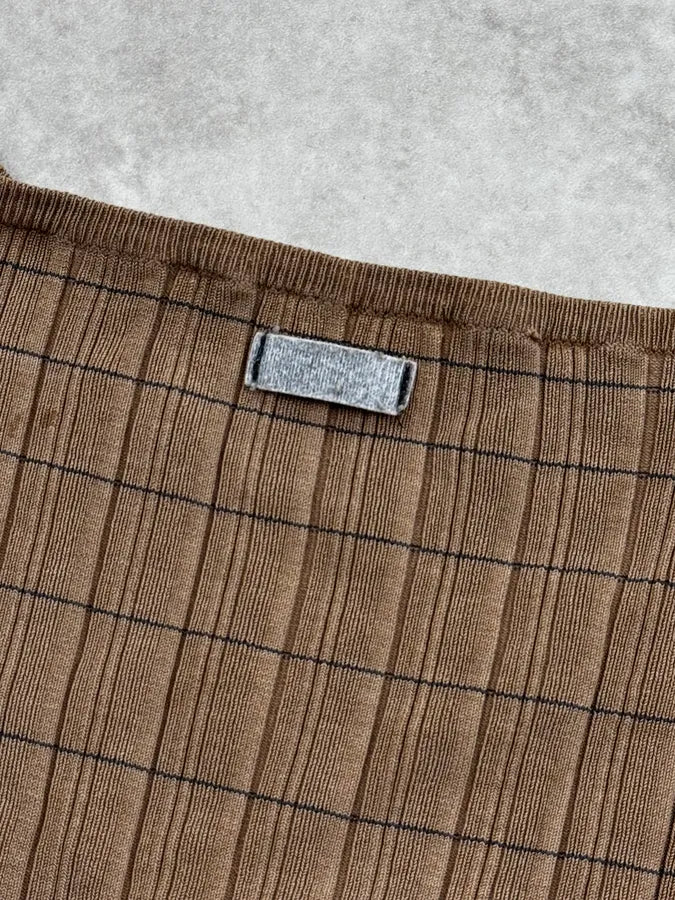 2000s Gianfranco Ferré Beige Brown Stretch Ribbed Sweater RYmUBOL 8