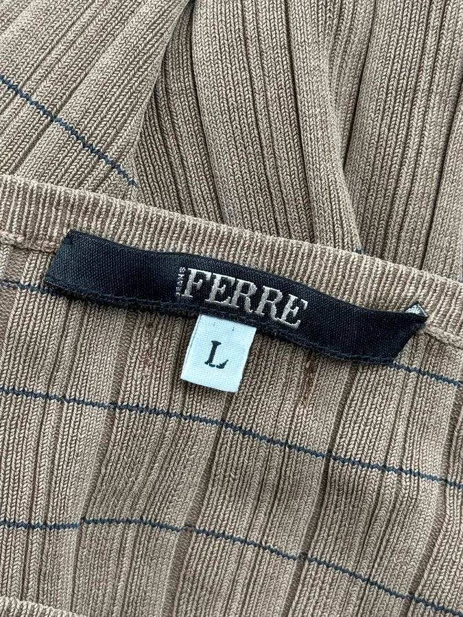 2000s Gianfranco Ferré Beige Brown Stretch Ribbed Sweater RYmUBOL 9