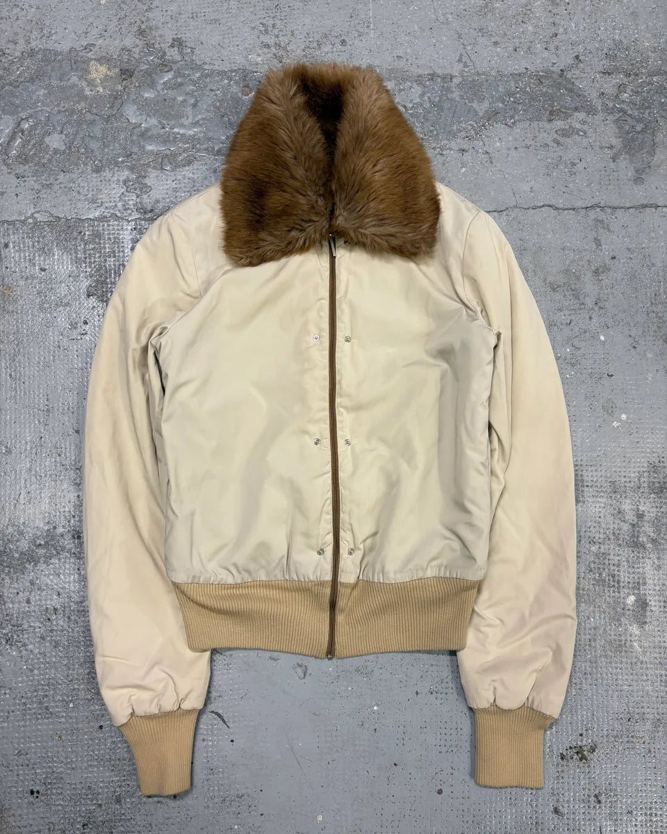 2000s Gianfranco Ferré Beige Fur Lining Bomber Jacket qnbxukN 0
