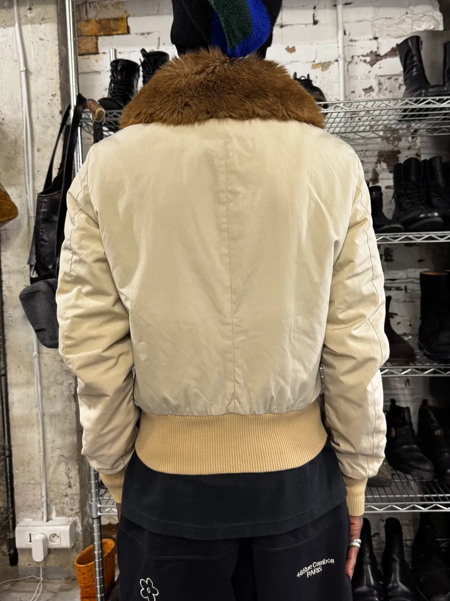 2000s Gianfranco Ferré Beige Fur Lining Bomber Jacket qnbxukN 2