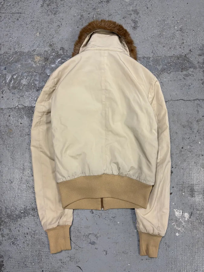 2000s Gianfranco Ferré Beige Fur Lining Bomber Jacket qnbxukN 6