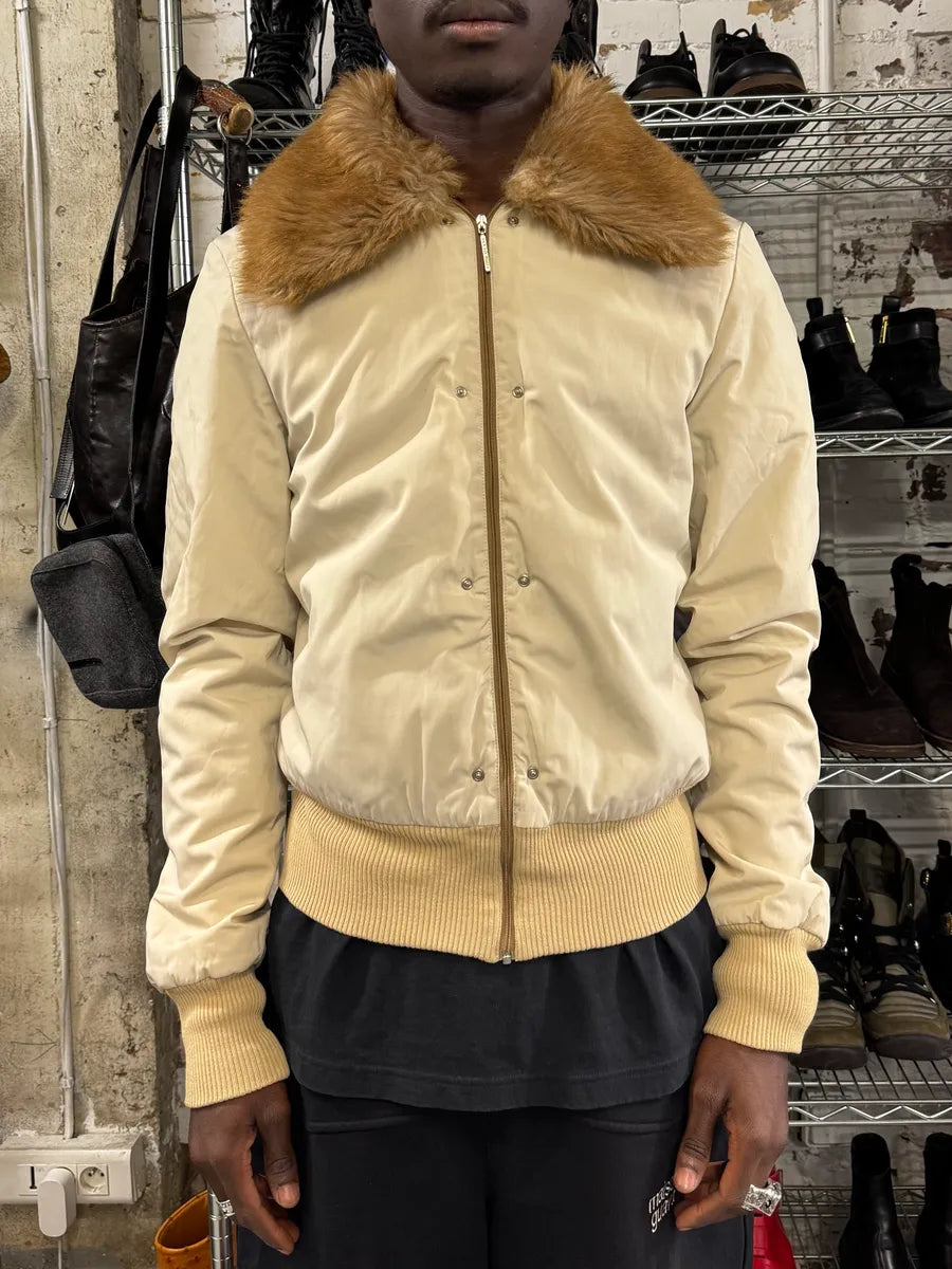 2000s Gianfranco Ferré Beige Fur Lining Bomber Jacket qnbxukN 1