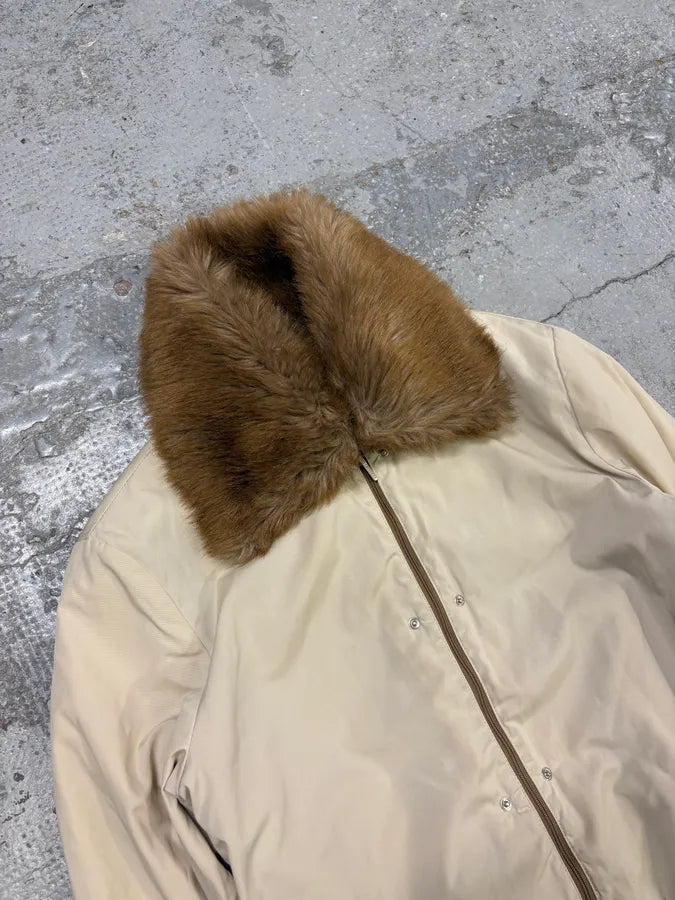 2000s Gianfranco Ferré Beige Fur Lining Bomber Jacket qnbxukN 4