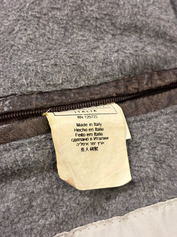 2000s Gianfranco Ferré Biker Textured Brown Leather Jacket mcSalET 10