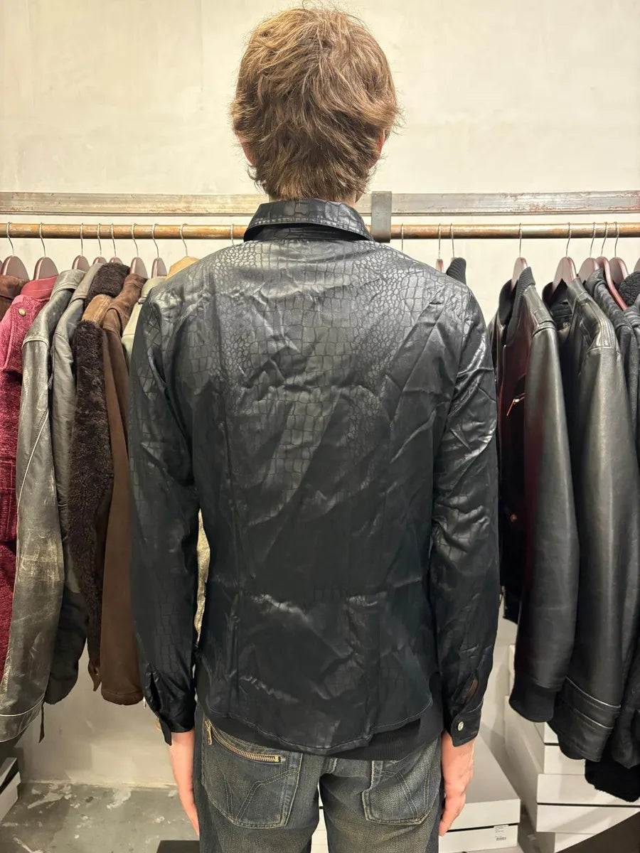 2000s Gianfranco Ferré Black Crocodile Effect Shirt aLgyefR 2