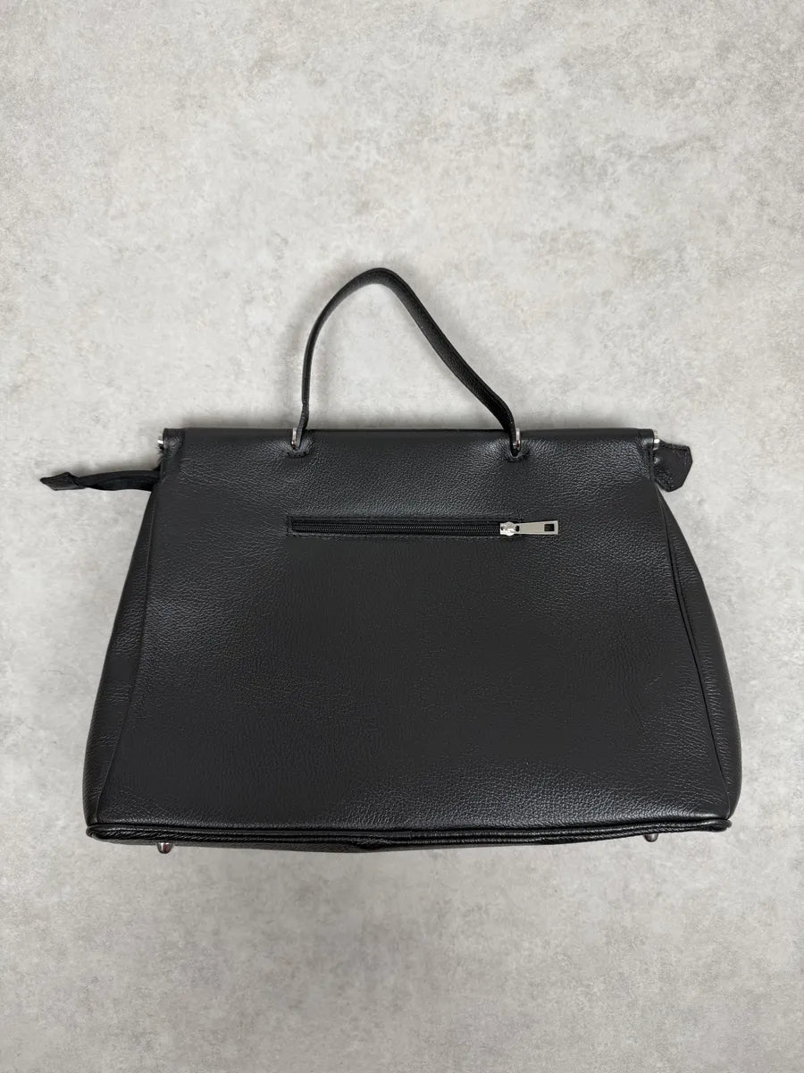 2000s Gianfranco Ferré Black Fur Leather Handle Bag Vawjxvr 4