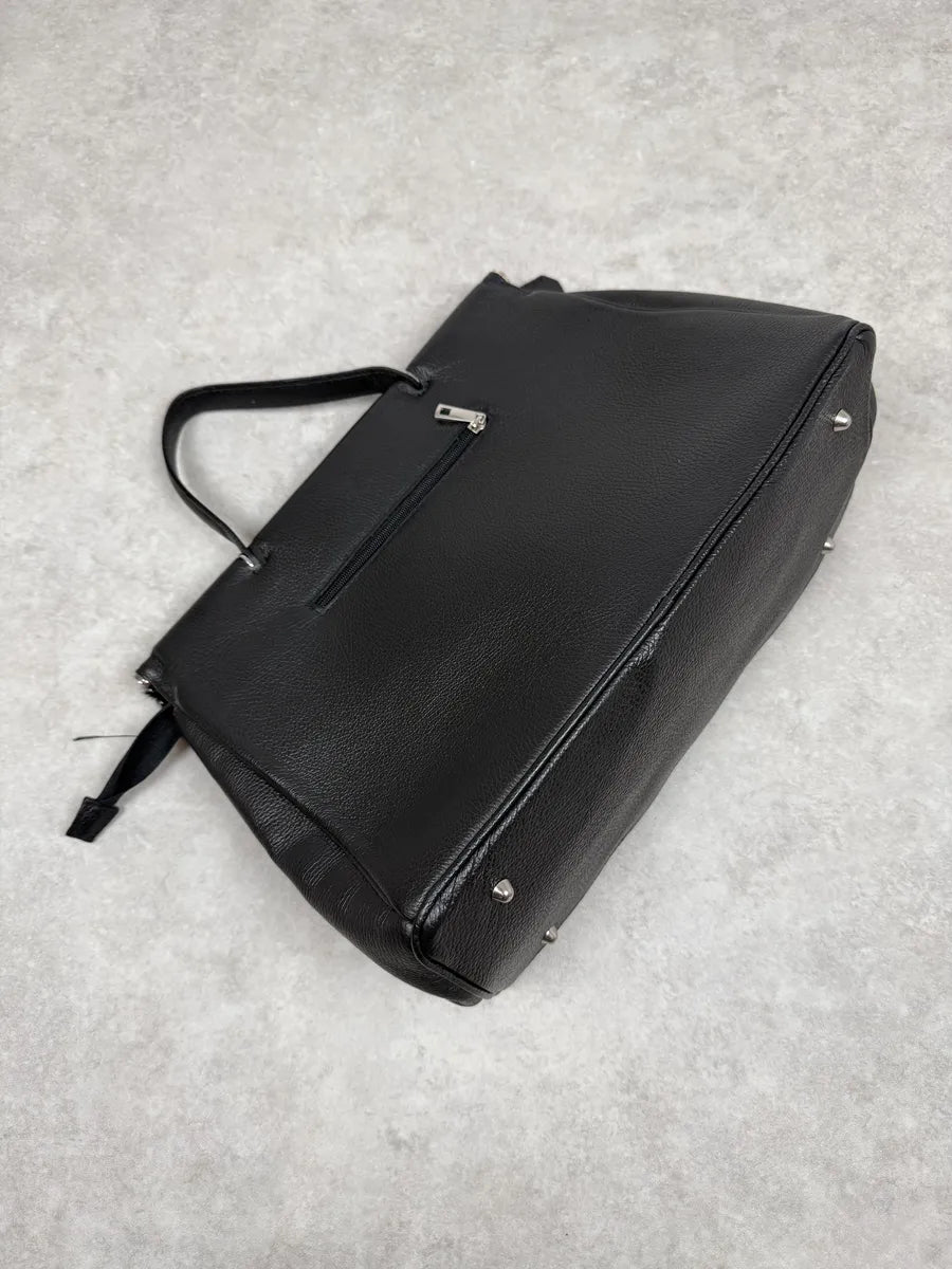 2000s Gianfranco Ferré Black Fur Leather Handle Bag Vawjxvr 8