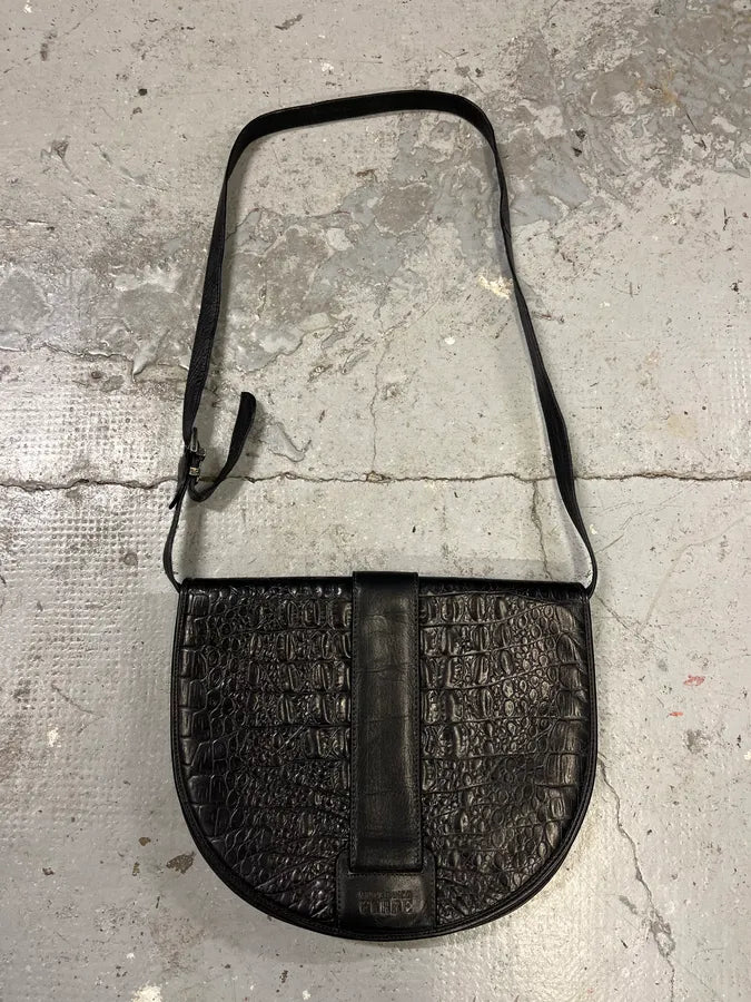 2000s Gianfranco Ferré Black Leather Crocodile Embossed Bag gNJHuhT 0