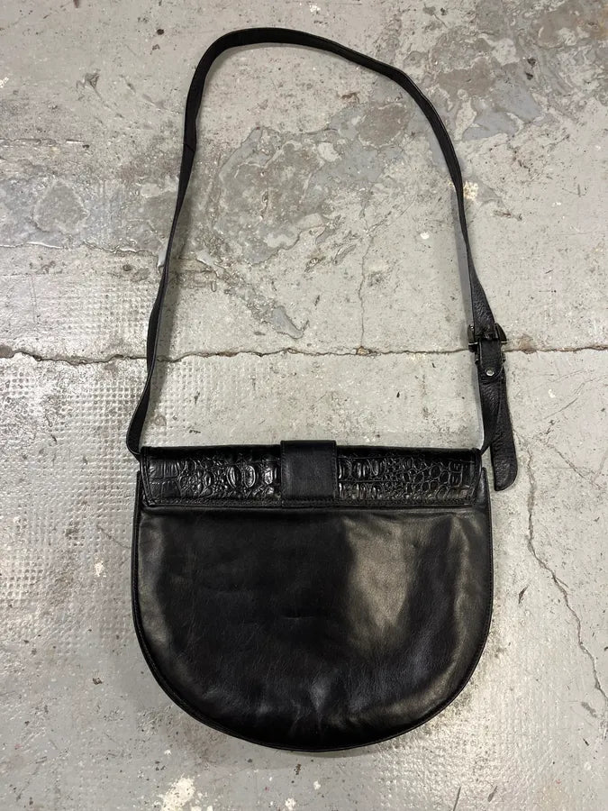 2000s Gianfranco Ferré Black Leather Crocodile Embossed Bag gNJHuhT 4