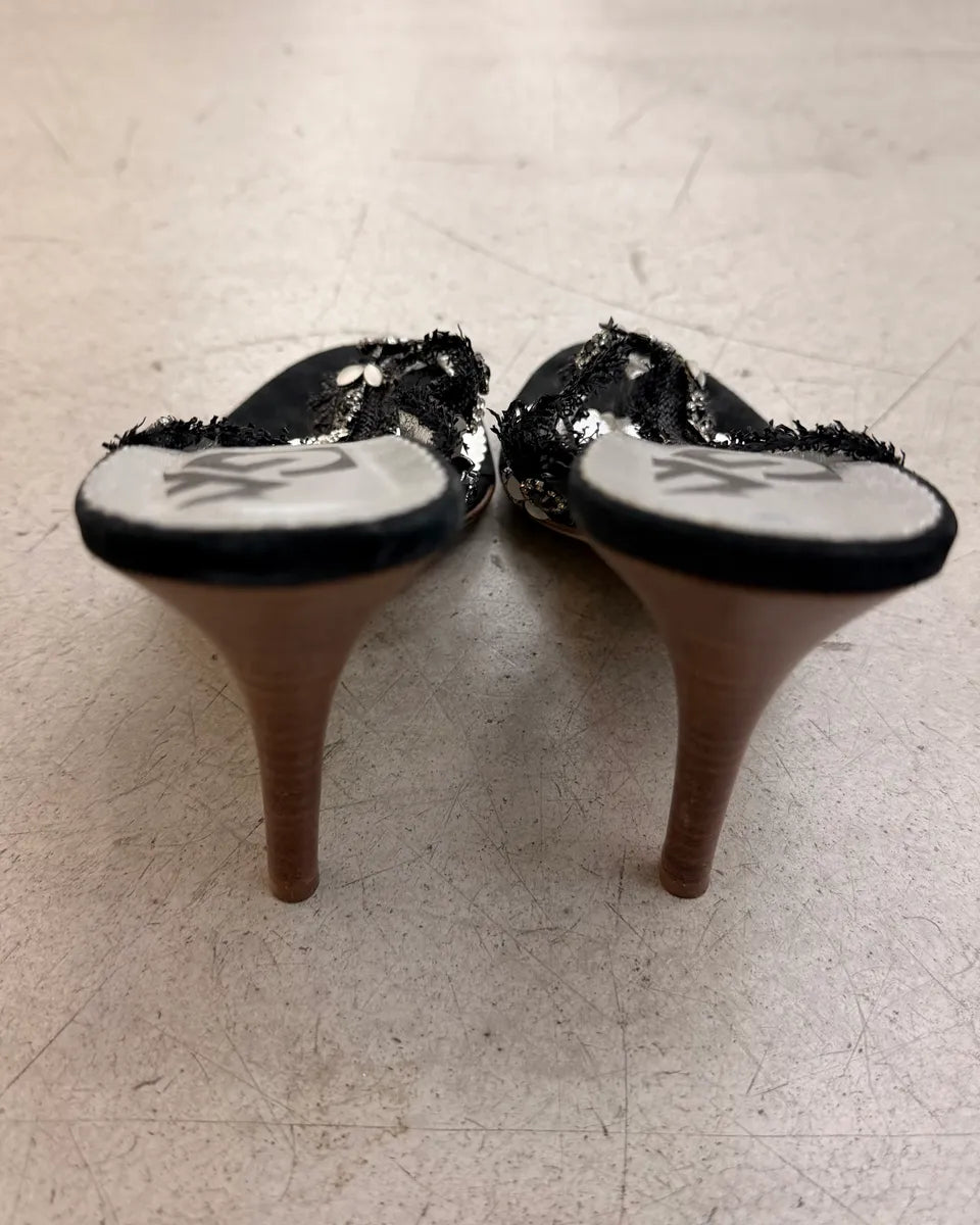 2000s Gianfranco Ferré Black Leather Embellished Heels eVxJrSf 5