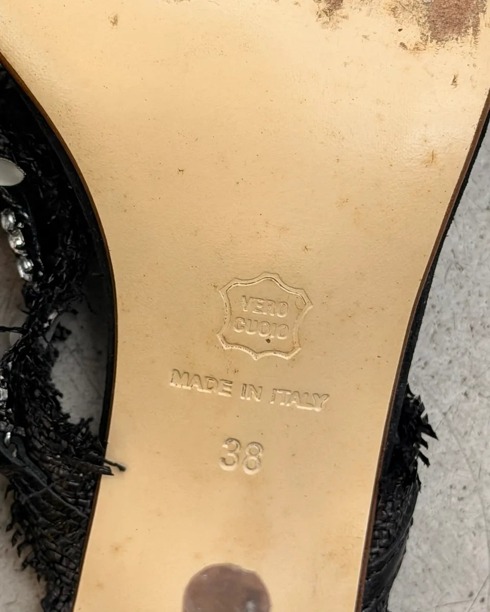 2000s Gianfranco Ferré Black Leather Embellished Heels eVxJrSf 7