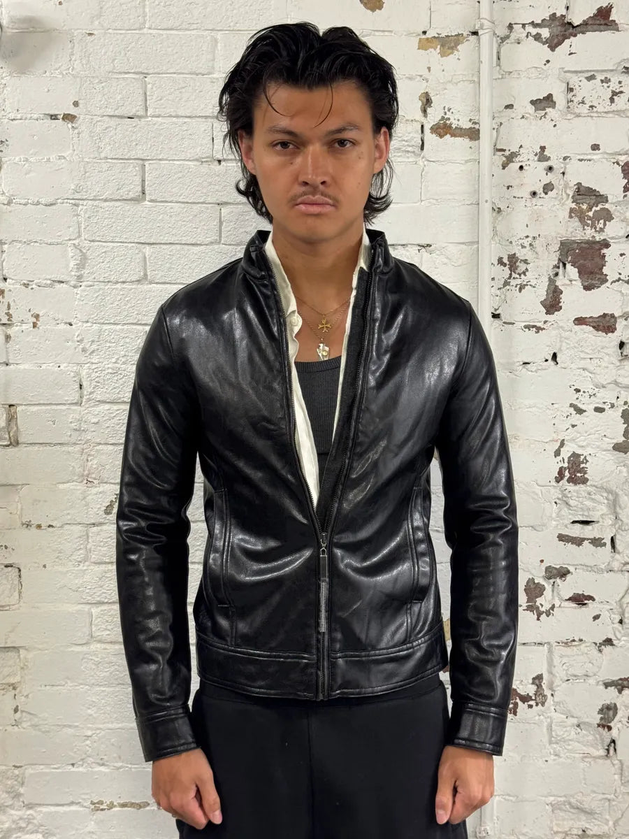2000s Gianfranco Ferré Black Leather Jacket QbqcZkA 1