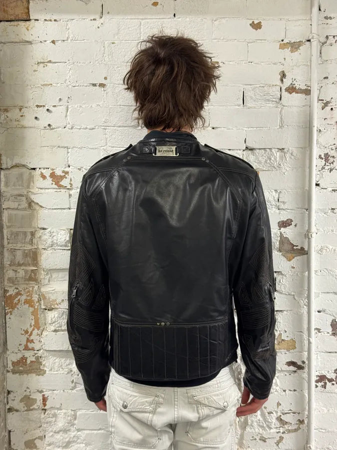2000s Gianfranco Ferré Black Leather Motorcycle Jacke QphTGrH 2