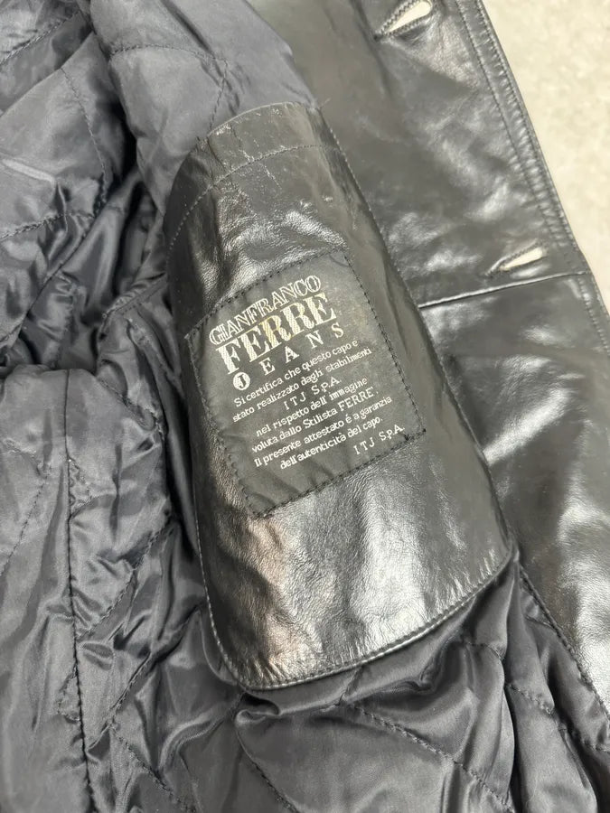 2000s Gianfranco Ferré Black Leather Trucker Jacket vrvRykd 9