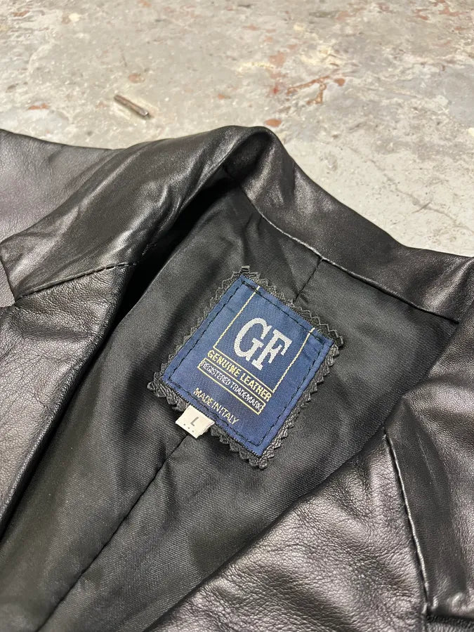 2000s Gianfranco Ferré Black Matrix Long Trench Leather Jacket nObYwYH 5