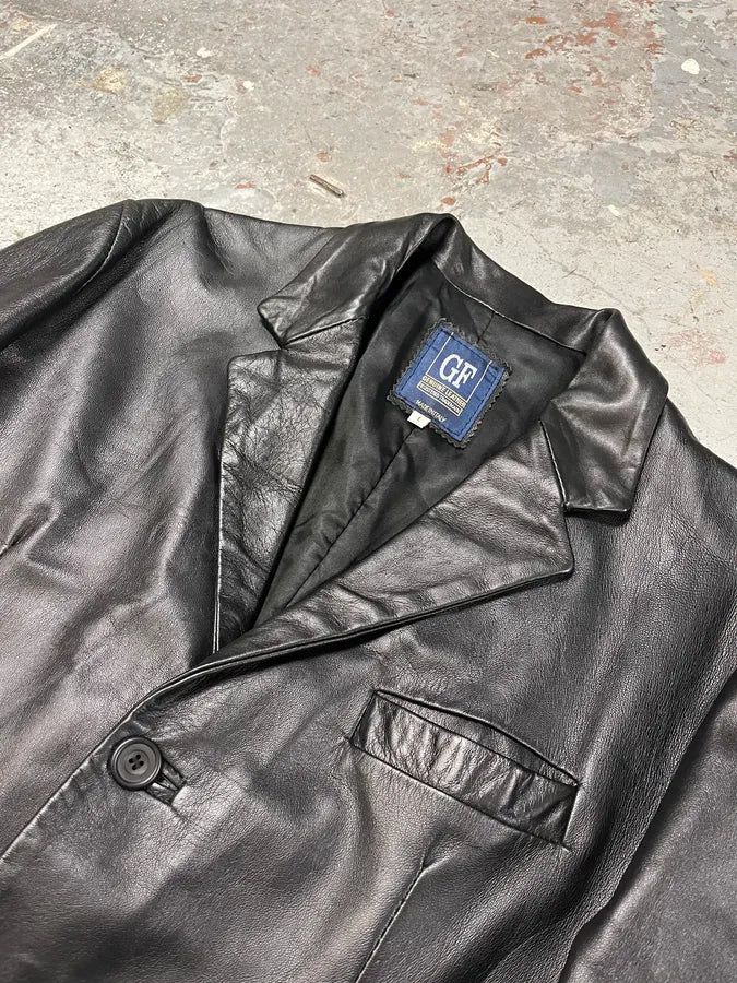 2000s Gianfranco Ferré Black Matrix Long Trench Leather Jacket nObYwYH 6