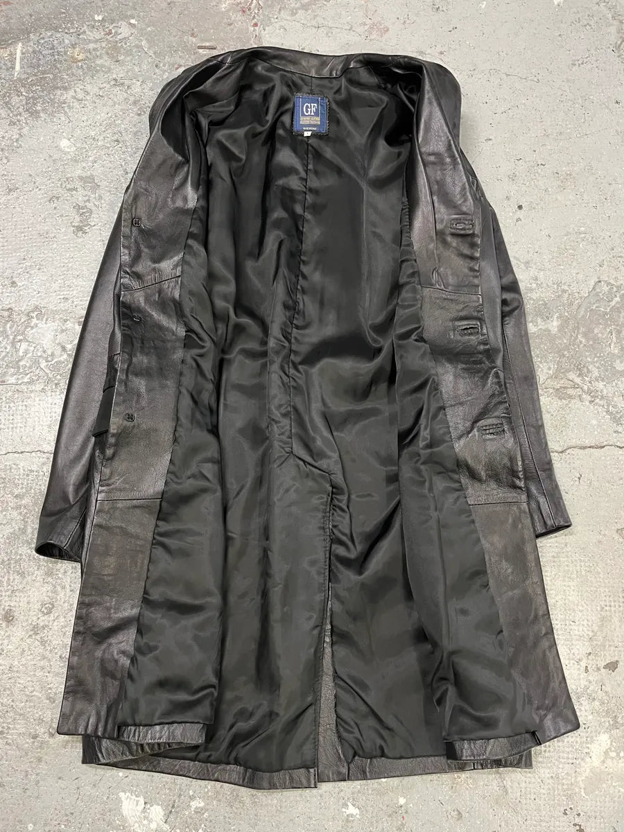 2000s Gianfranco Ferré Black Matrix Long Trench Leather Jacket nObYwYH 8