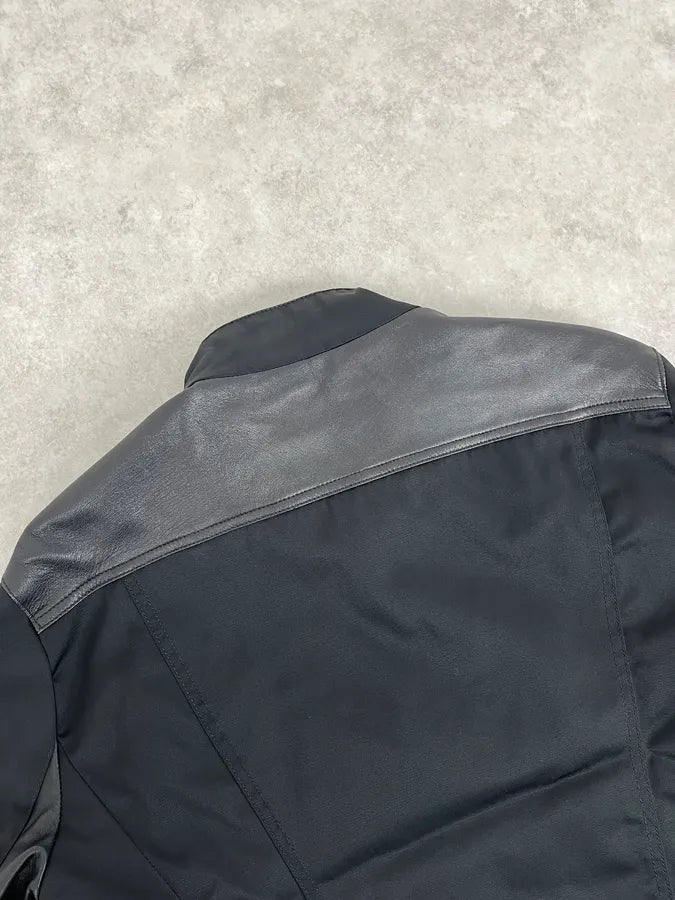 2000s Gianfranco Ferré Black Nylon & Leather Bomber Jacket tPEXopf 6