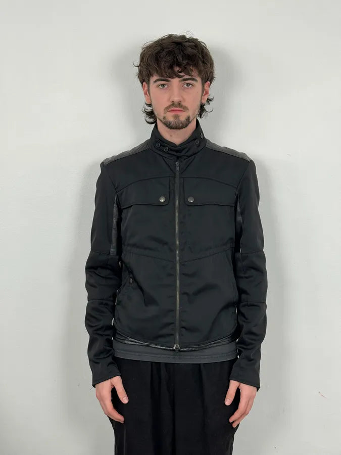 2000s Gianfranco Ferré Black Nylon & Leather Bomber Jacket tPEXopf 1
