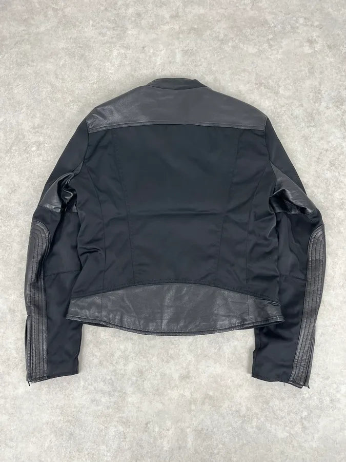 2000s Gianfranco Ferré Black Nylon & Leather Bomber Jacket tPEXopf 5