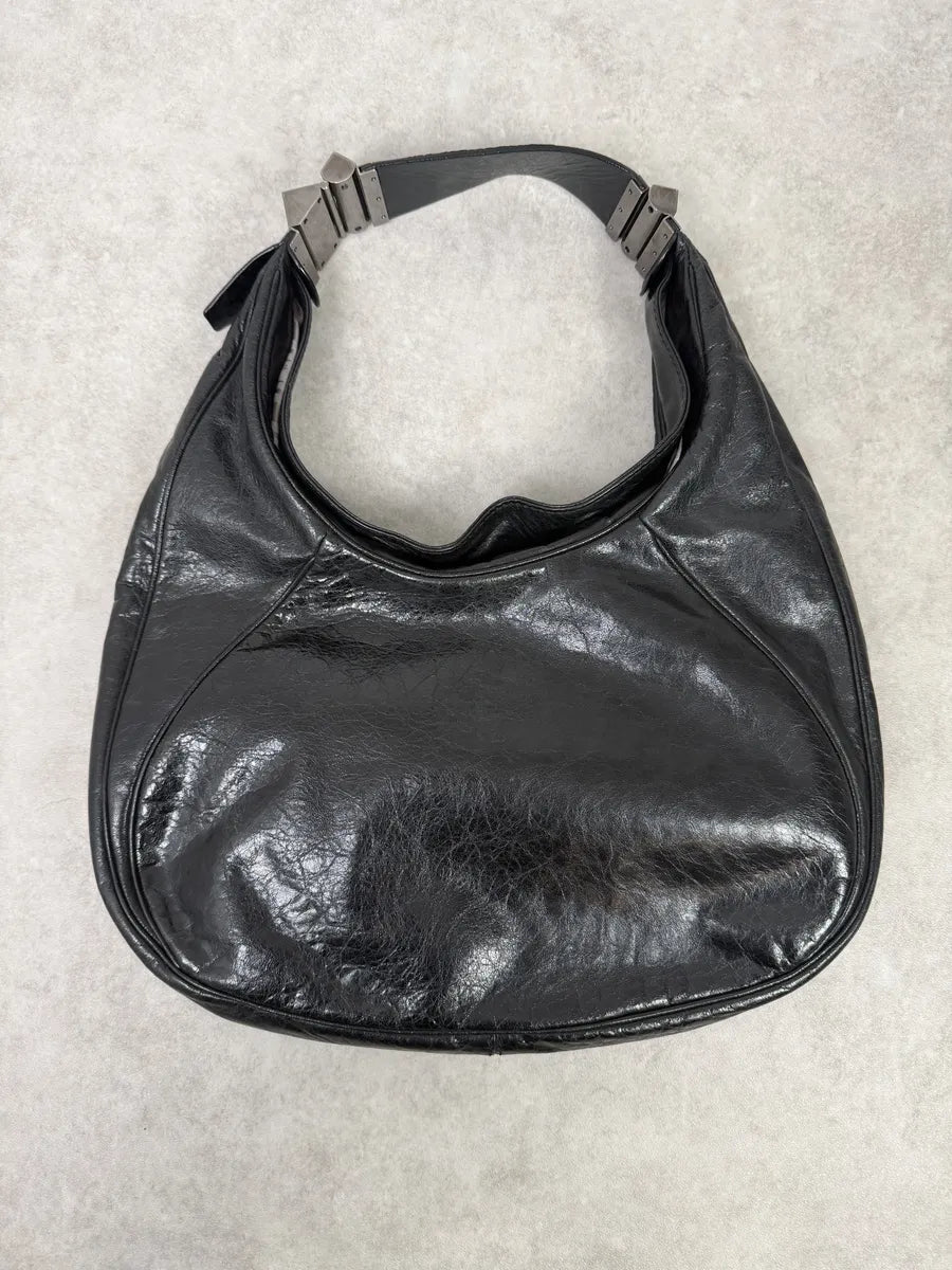 2000s Gianfranco Ferré Black Premium Curved Leather Bag IJNlBPx 0