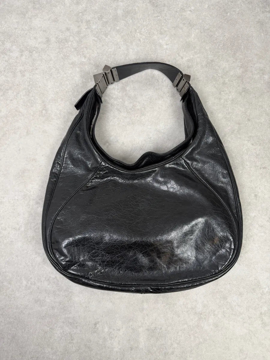 2000s Gianfranco Ferré Black Premium Curved Leather Bag IJNlBPx 3