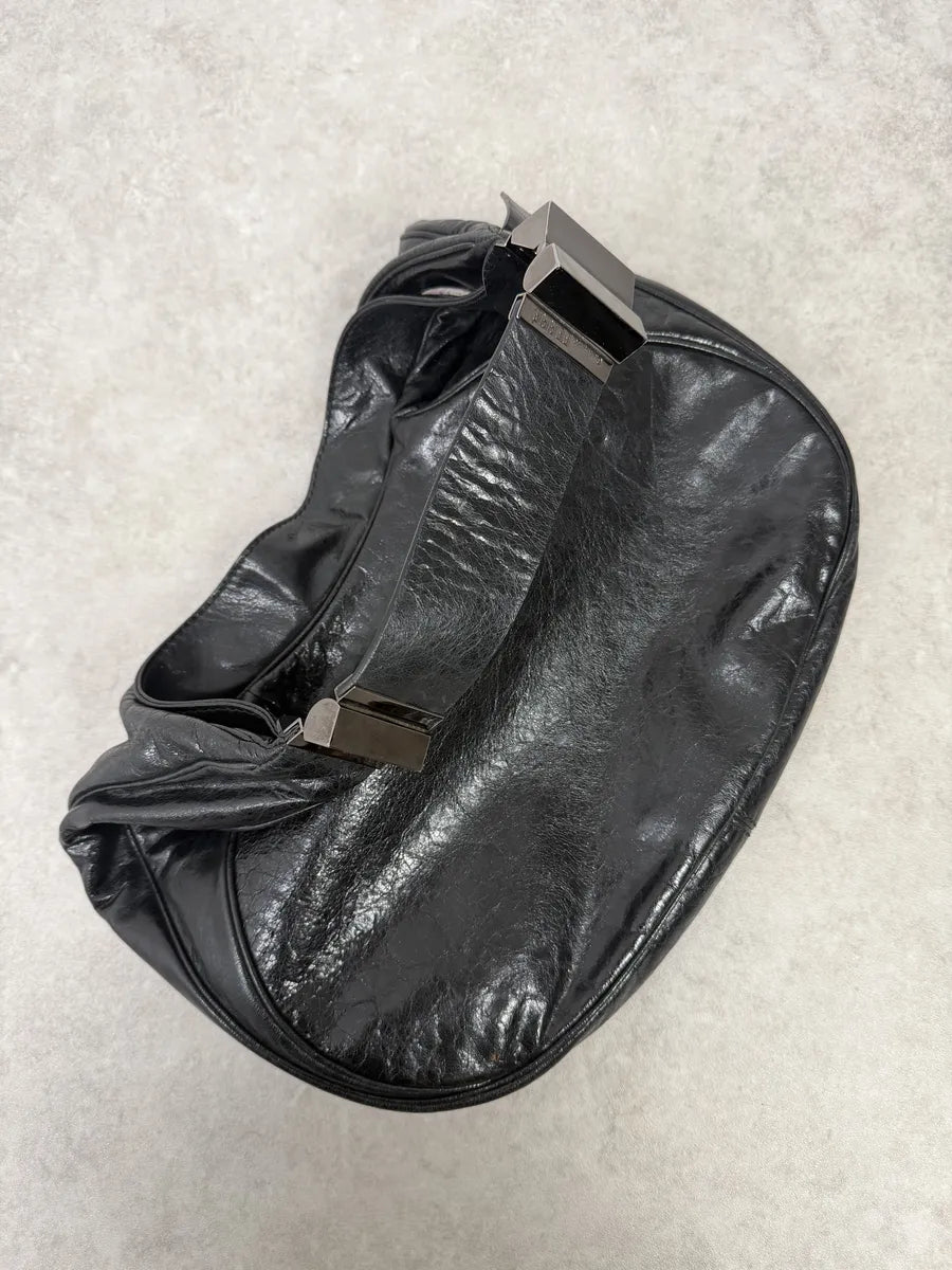 2000s Gianfranco Ferré Black Premium Curved Leather Bag IJNlBPx 7