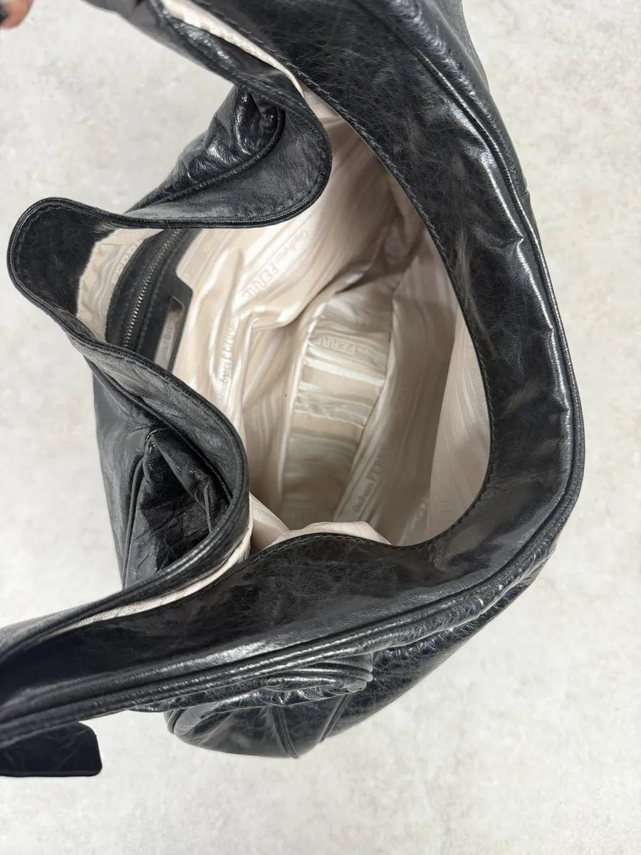 2000s Gianfranco Ferré Black Premium Curved Leather Bag IJNlBPx 8