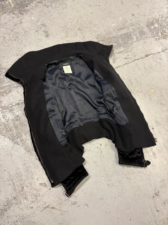 2000s Gianfranco Ferré Black Textured Hybrid Black Jacket qfZweLI 7