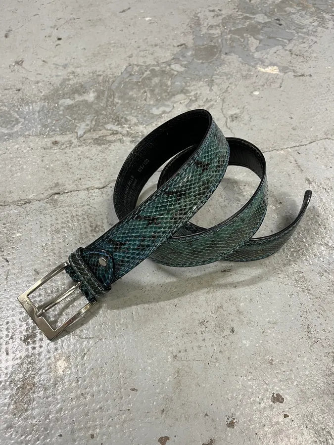 2000s Gianfranco Ferré Blue Gradient Python Embossed Leather Belt (OS) jZOBATn 2