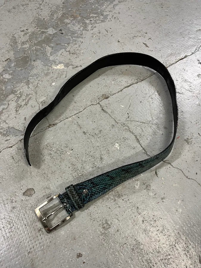 2000s Gianfranco Ferré Blue Gradient Python Embossed Leather Belt (OS) jZOBATn 3